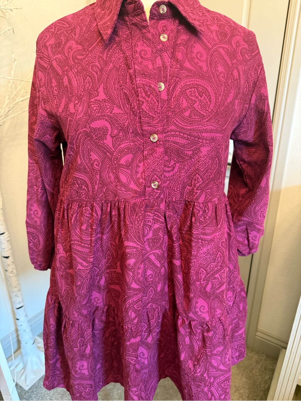 Maeve Pink Paisley Button-Front Dress - Picture 4 of 8